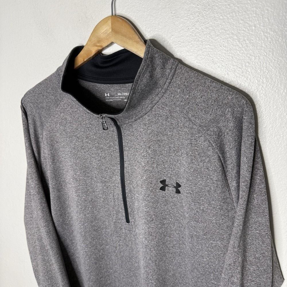 Under Armour Tech Gray Half Zip Long Sleeve Pullover Shirt Athletic Mens 2XL - Picture 2 of 10